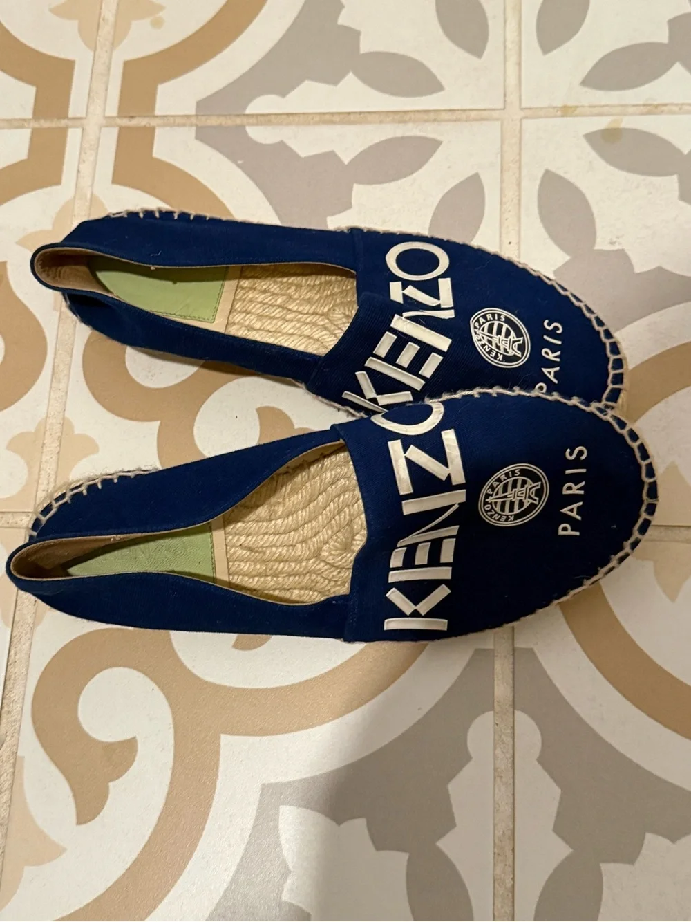 Kenzo Navy Blue Paris Logo Espadrilles